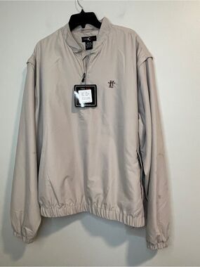 Tres Bien Khaki Half-Zip Windbreaker Pullover Jacket